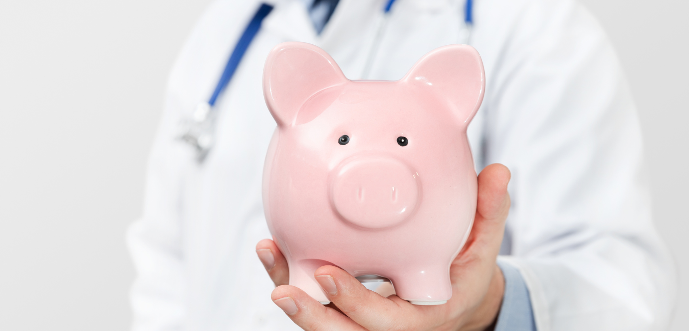 doctor with piggy bank